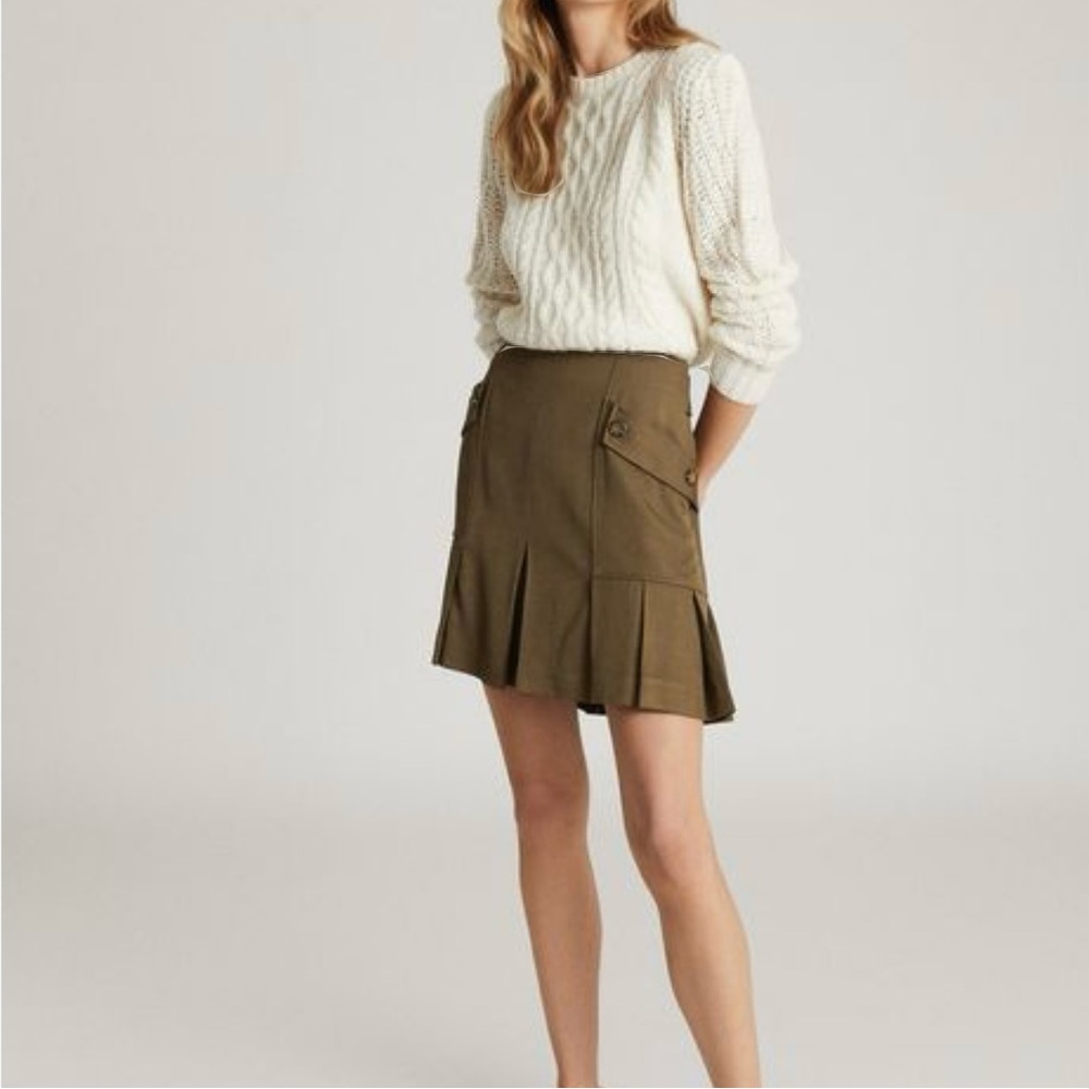 Reiss green Pleated Hemline pocket Mini Skirt size 6